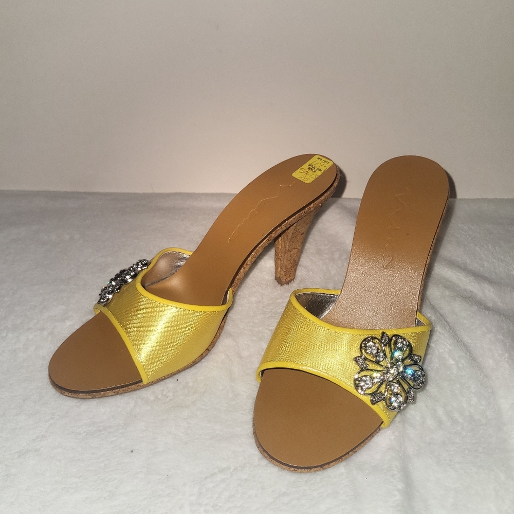 Nina Yellow Heels with Crystal Embellishments